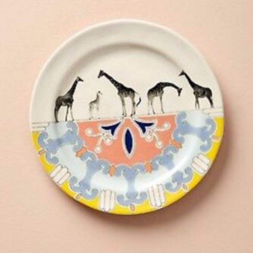 ANTHROPOLOGIE Art Deco Giraffe Dessert Plate NWT - Picture 2 of 3